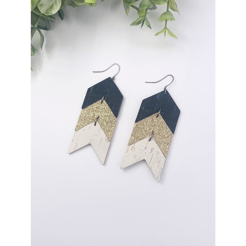 Wear Everywhere Chevron Cork Leather Earring
